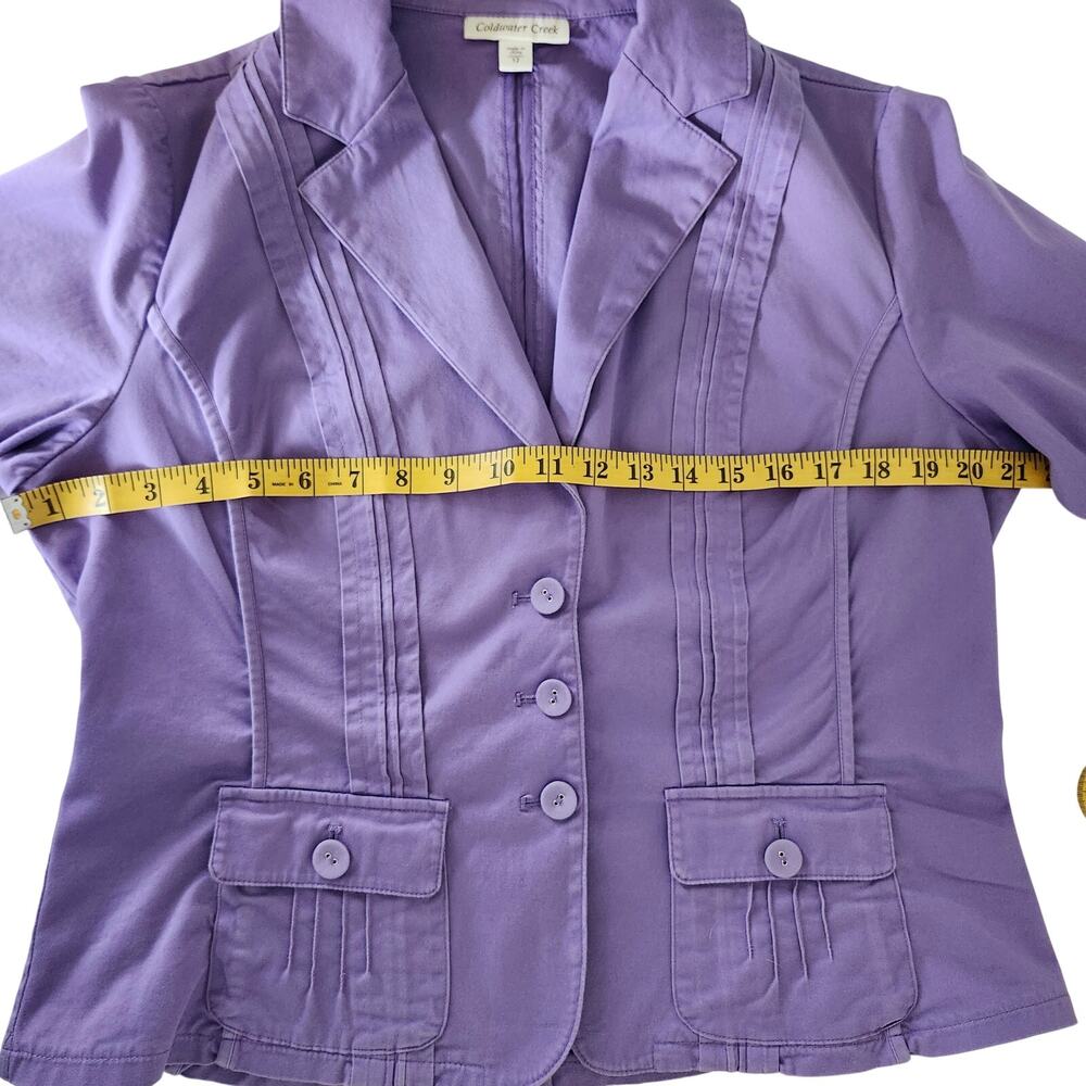 Coldwater Creek Purple Short Sleeved Cotton Blazer Unlined Size 12 - Picture 7 of 9